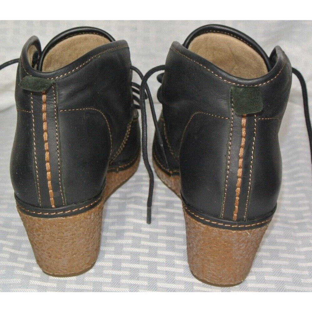 Olukai Women's Size 6 Black Leather Wedge Short Ankle Bootie Shoes - Picture 4 of 10